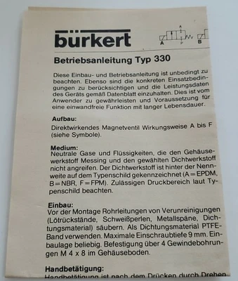 NEW Burkert 453018V