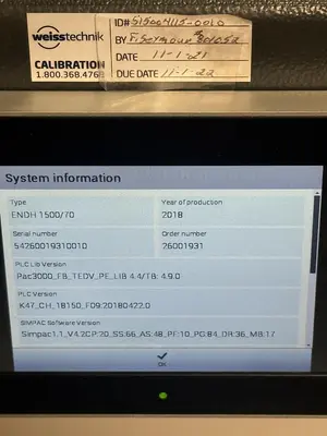 Used WEISS TECHNIK ENDURANCE ENDH1500  70 ENVIRONMENTAL CHAMBER 180C TO MIMNUS 70C HUMIDITY MFG 2018 Artificial Climate Chambers California US | Equipment Lab #1232159