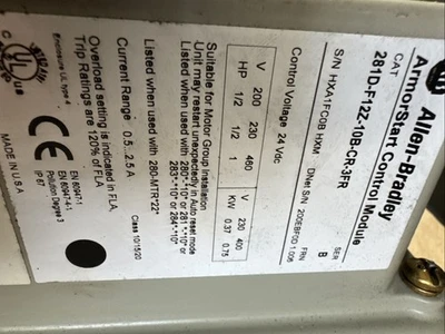 USED Allen-Bradley 281D-F12Z-10B-CR-3FR