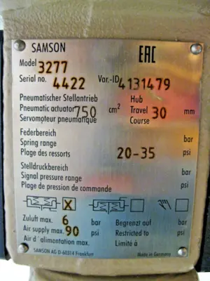 4" 150# Samson 3244 3-Way A105 Mixing Valve 3277 Actuator 20-35 PSI NEW Z25