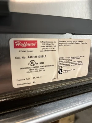 Hoffman Stainless Steel Electrical Enclosure a48h3610SSLP w/ Legs back panel