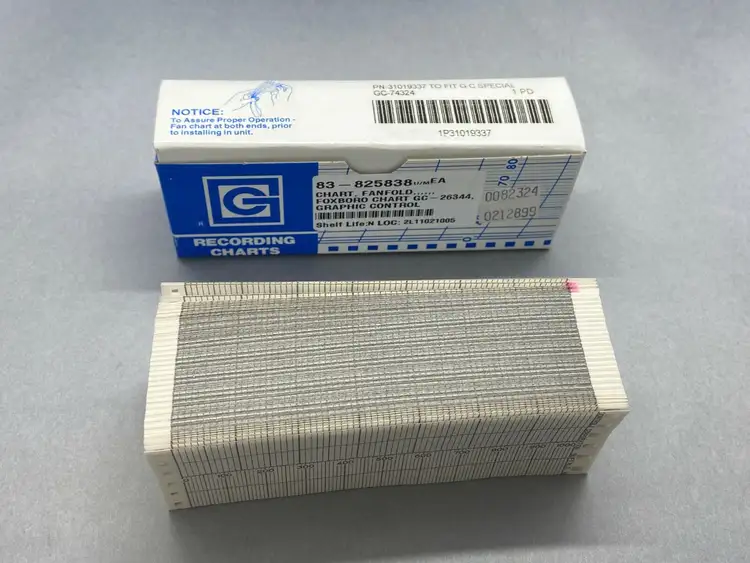 New | in-Stock GRAPHIC CONTROLS FANFOLD STRIP CHART PAPER 4-5/8" X 50' GC Systems | Maverick Industrial Sales #1106715