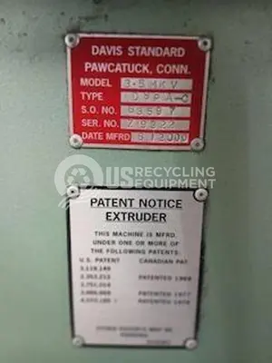 Used 2000 DAVIS STANDARD MV-35IN35 SINGLE SCREW EXTRUDER Extruders Arizona US | US Recycling Equipment #1561683