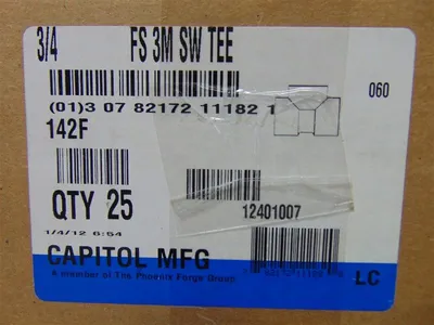 Box of 25 Capitol MFG FS 3M SW TEE Forged Steel 3/4" Pipe Tee Fittings New NIB