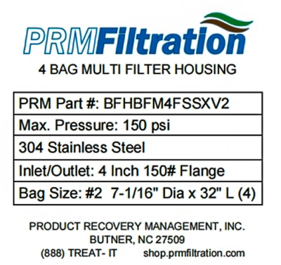 NEW PRM FILTRATION BFHBFM4SSXV2
