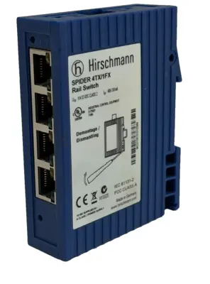 USED HIRSCHMANN SPIDER 4TX/1FX RAIL SWITCH SPIDER 4TX1FX