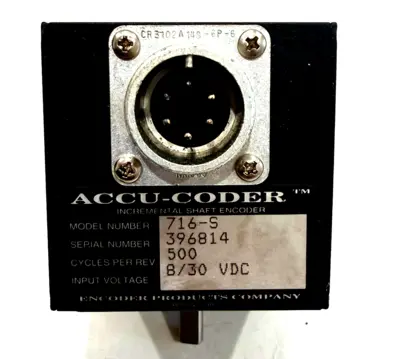 NEW ACCU-CODER 716-S INCREMENTAL SHAFT ENCODER 8/30VDC 500 CYCLES PER REV 716S