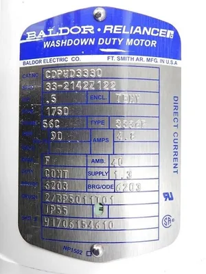 Baldor Reliance CDPHD3330 Washdown Duty Motor .5 HP 1750 RPM 3-2142Z122 Damaged Foot Used