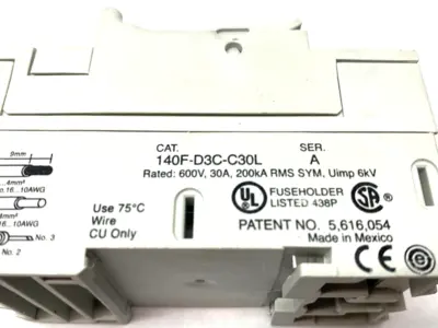USED ALLEN-BRADLEY SER. A FUSE HOLDER 600V 30A 3-POLE