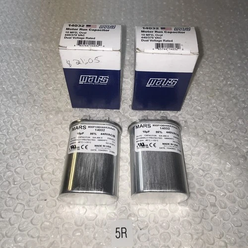 **New (Lot Of 2) MARS 14032 10 MFD Oval 440/370V Motor Run Capacitor#