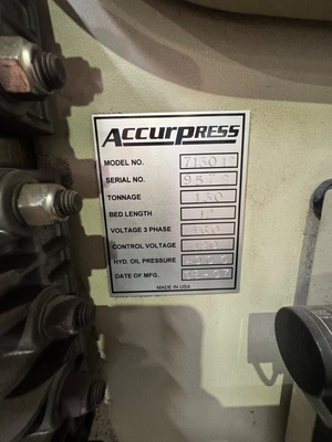 2007 ACCURPRESS 713012 BRAKES- PRESS, HYDRAULIC, CNC | Wheeler Machinery Sales (11)