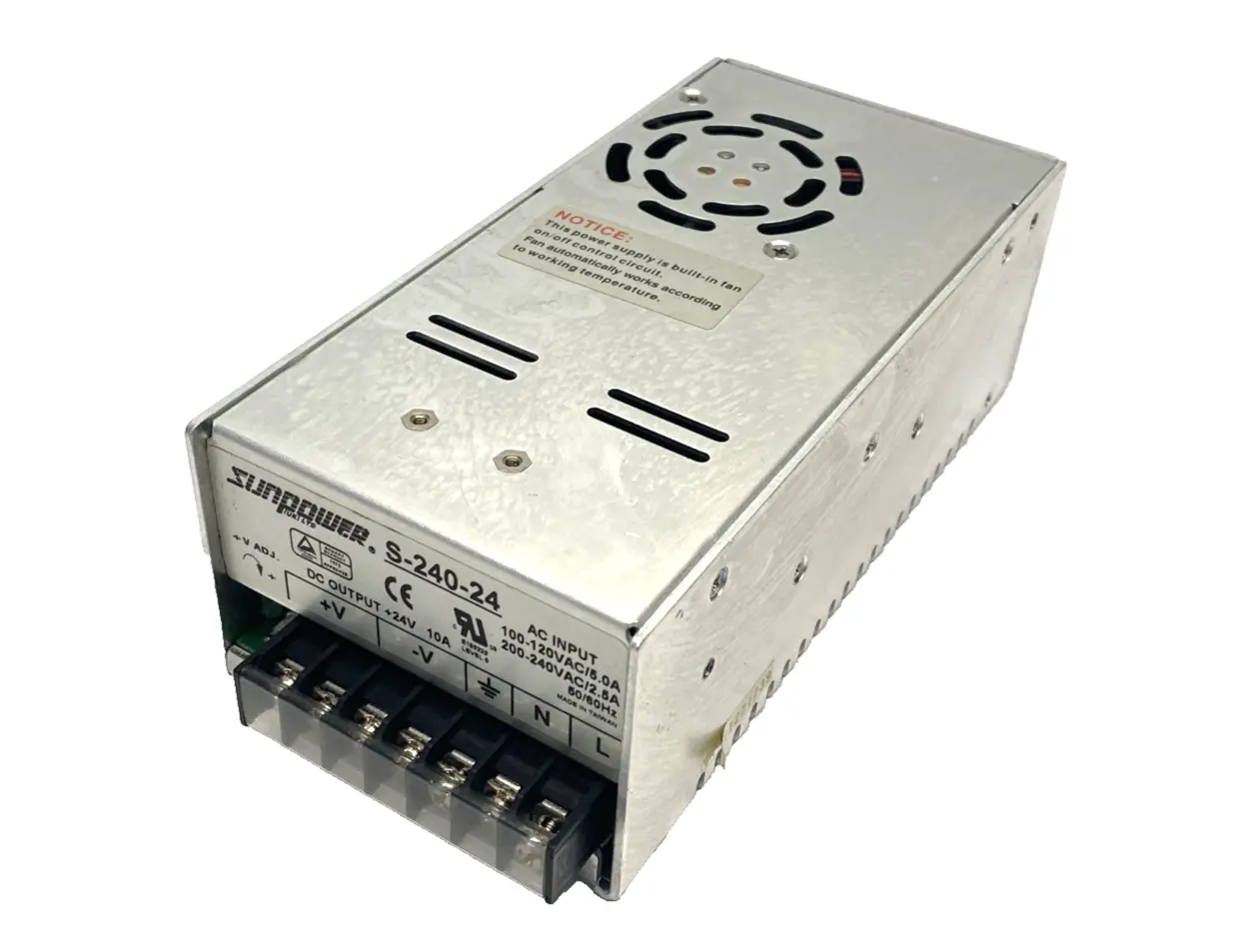 S-240-24 | Sunpower  Power Supply 100-240VAC 24VDC 10A - Used