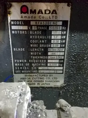 Used 2006 AMADA HFA530CNC Horizontal Band Saws Illinois US | Aucto #1418305
