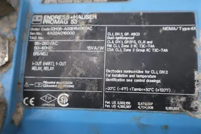 Endress+Hauser 53H08-A00B1RA0B2AC Promag 53 Electromagnetic Flowmeter #GF677