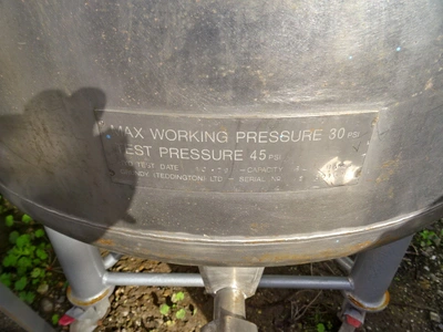 320L S/S Mobile Pressure Vessel 20 Psi
