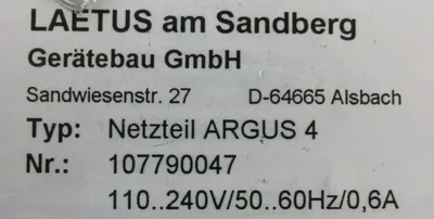 USED LAETUS 107790047 ARGUS CONTROL 409872101