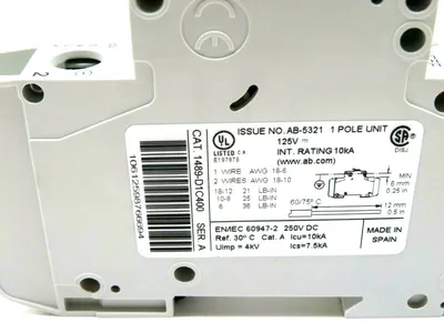 NEW ALLEN BRADLEY 1489-D1C400 CIRCUIT BREAKER SERIES A 1489D1C400