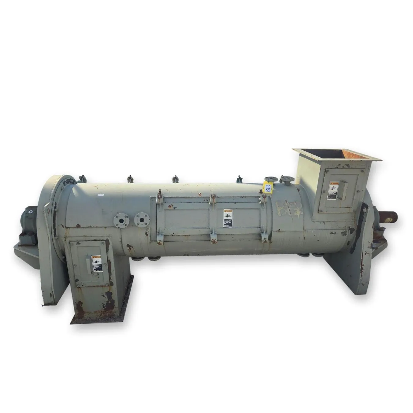 Used 24" Dia. X 8' Continuous Process Paddle Mixer Jacketed Pug Mill - NO DRIVE