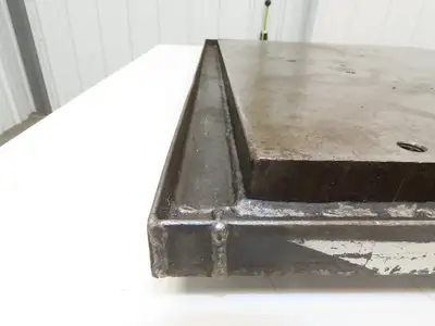 Industrial Vtg Steel Machine Base 30"x40" Top Coolant Oil Trough Welding Table