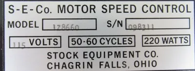 NEW STOCK EQUIPMENT CO. 1-Z8660 MOTOR SPEED CONTROL 1Z8660