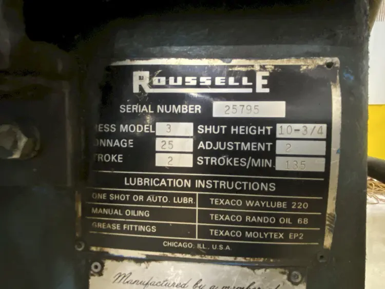 Used ROUSSELLE #3 O.B.I. Presses Ohio US | Yoder Brothers machinery #89147