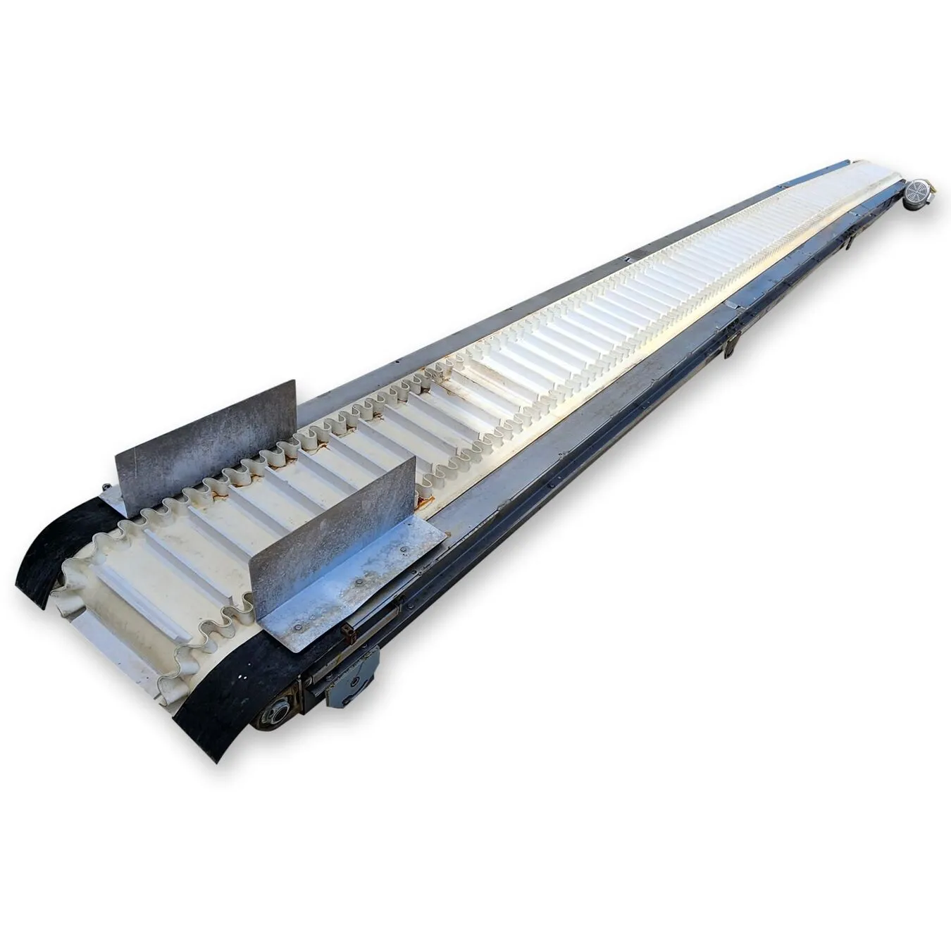 Used Stainless Steel Cleated Flex-wall Belt Conveyor 12"W X 25'L