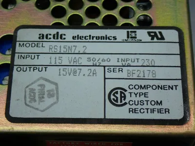 Used ACDC ELECTRONICS RS15N7.2 AC/DC Power Supplies Ohio US | HGR 24 #1095324