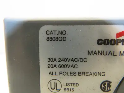 Cooper 8808GD Manual Motor Starter Switch 3 Pole 2HP 600VAC 30A Lot of 2