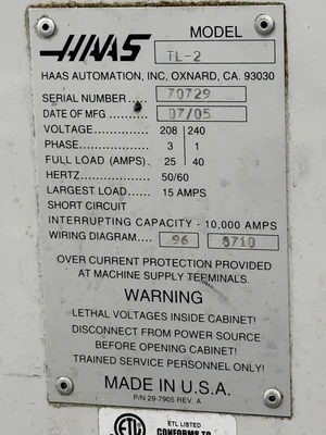 Used 2005 HAAS TL-2 CNC Lathes Florida US | Legacy CNC Machinery, LLC #1666562