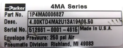 NEW PARKER 1P4MA0006827 PNEUMATIC CYLINDER 4.00KTD4MA2U13A19A08.50