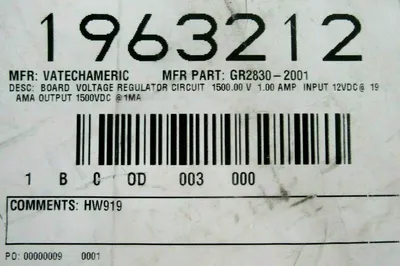 NEW VATECHAMERIC GR2830-2001 VOLTAGE REGULATOR BOARD 1BC0D003000 HW919 1963212