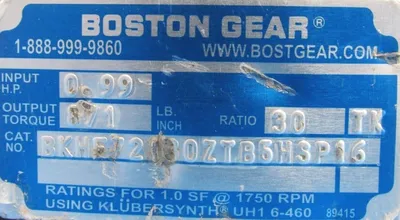 USED BOSTON GEAR BKHF72130ZTB5HSP16 REDUCER 30:1