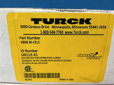 New | in-Stock TURCK VBKB 80CS12 Terminal Blocks Ohio US | HGR 24 #1515805
