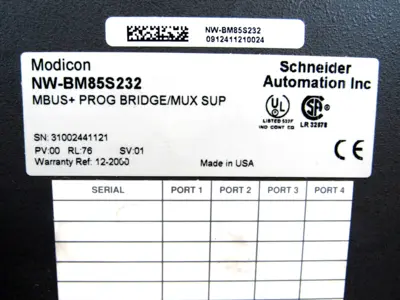 USED MODICON NW-BM85-S232 MULTIPLEXER PROGAMMABLE BRIDGE NWBM85S232