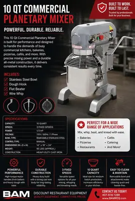 10 Quart Commercial Planetary Mixer