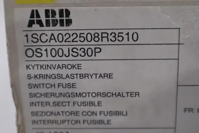 NEW IN BOX ABB OS100JS30P Fusible Disconnect Switch 3 Pole STOCK G146A