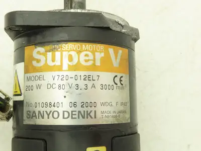 Sanyo Denki V720-012EL7 Super V DC Servo Motor 80 VDC With Encoder READ