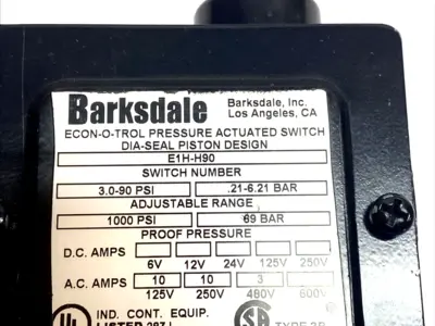 USED BARKSDALE ECON-O-TROL PRESSURE/VACUUM SWITCH 0-90 PSI