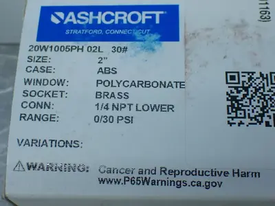 NEW ASHCROFT 20W1005PH 02L 30#