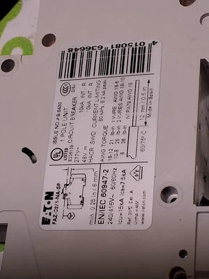 ALTECH CORP. PS-S6005 POWER SUPPLY WITH EATON FAZ-C2/1-NA CIRCUIT BREAKER