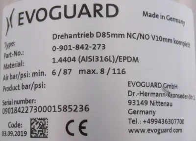NEW EVOGUARD 0-901-842-273 BUTTERFLY VALVE 0901842273