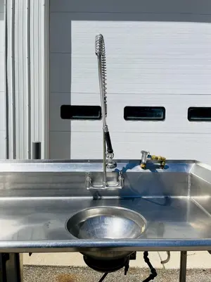 156” Commercial Stainless Steel   Three Compartment Sink w/Garbage Disposer