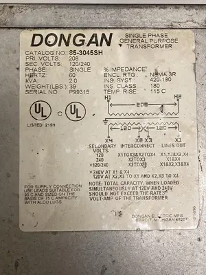 Used DONGAN 85-3045SH Miscellaneous Equipment (Electrical & Power) Ohio US | Surplus Asset Holdings #1242664