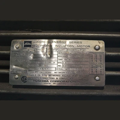 Toshiba 7.5 HP Induction Motor