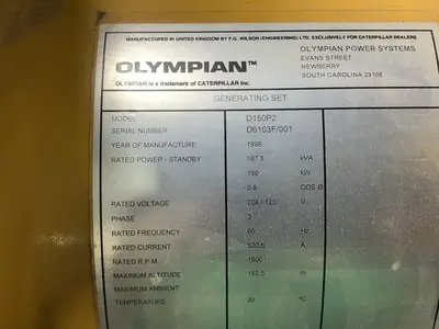 Used 1998 CATERPILLAR OLYMPIAN D150P2 Diesel Generators Ohio US | HGR 24 #1345971