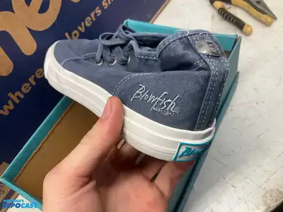 Box of BlowFish Malibu shoes, assorted models, sizes, and colors