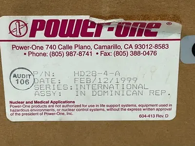 Used POWERONE HD284A DC Power Supplies Ohio US | HGR 24 #1263437