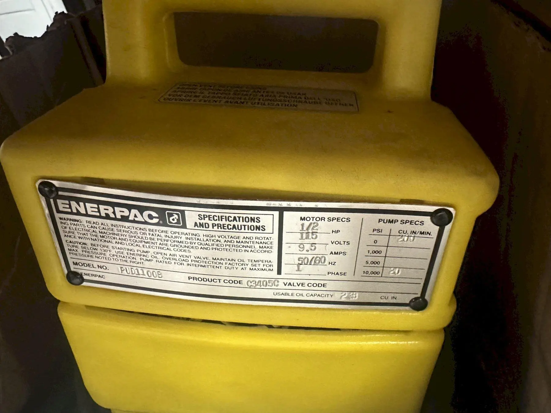 USED ENERPAC PUD1100B