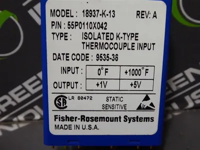 Fisher Rosemount 18937-K-13 Thermocouple Input Relay 55P0110X042 Rev. A Used