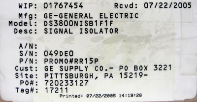 REFURBISHED GENERAL ELECTRIC DS3800NISB1F1F SIGNAL ISOLATION CARD